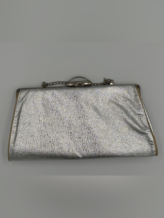 Handbags - Vintage 1960s Silver Metallic Clutch Purse Chain Strap MCM Evening Bag